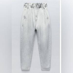 ZARA Paper baggy jean size 4 Light grey